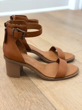 Zodiac Cognac Ankle-Strap Block Heel Sandals